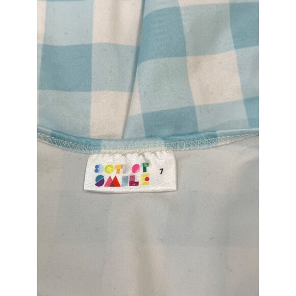 Dot Dot Smile DDS Light Blue & White Gingham Girls Flutter Sleeve Dress 7 - Picture 5 of 5